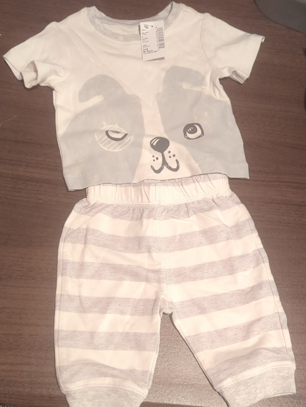 The Children's Place White and Light Gray Puppy Pajama Set